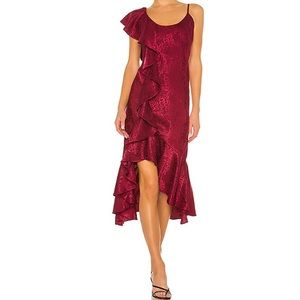 HOUSE OF HARLOW Georgeta Hi-Low Ruffle Dress